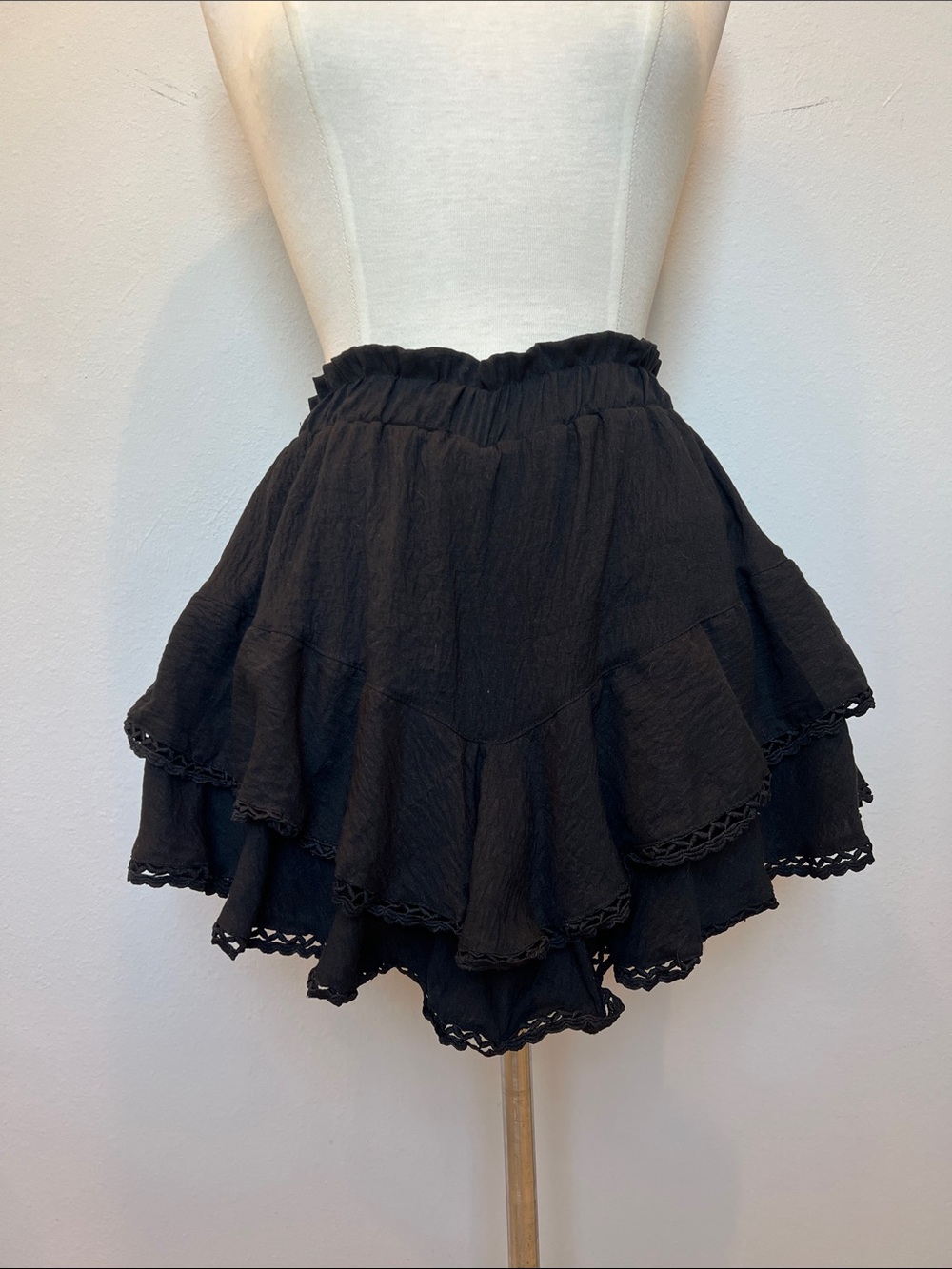 Black Tiered Ruffle Mini Skort